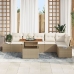 Set de Jardín de 7 Piezas con Cojines Beige Ratán Sintético Acacia