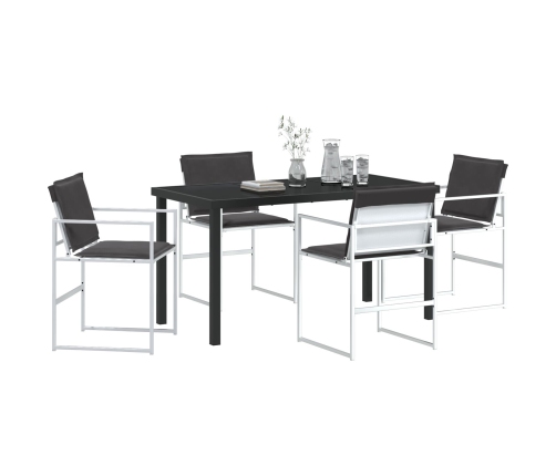 Conjunto de comedor de jardín de 5 piezas con cojines en blanco de Textilene y acero
