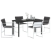 Conjunto de comedor de jardín de 5 piezas con cojines en blanco de Textilene y acero