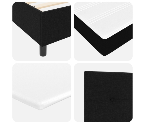 Cama con base de muelles  con colchón y LED Negro 200x200 cm Tela