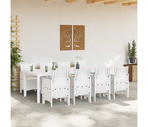 Juego de Comedor de Jardín Conjunto de 9 Blanco Poliratán