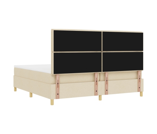 Cama con Somier y Colchón & LED Crema 200x200 cm Tela