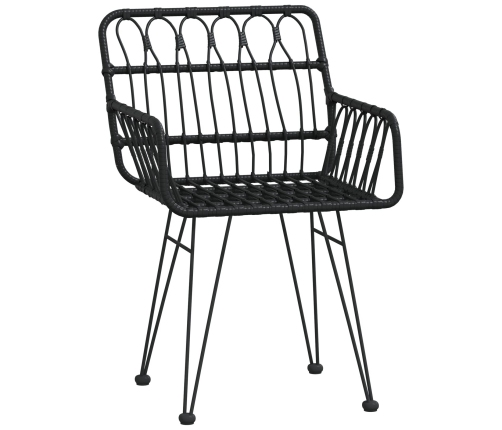Conjunto de Comedor de Jardín  de 7 Piezas Negro Poliratán