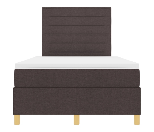 Cama con Somier  con Colchón Marrón Oscuro 120x200 cm Tela