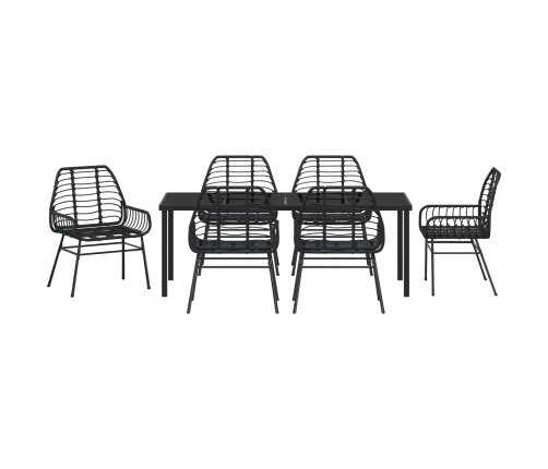 Juego de Comedor de Jardín  de 7 Piezas Poliratán Negro