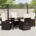 Conjunto de comedor de jardín  de 5 piezas con cojines Marrón Poliratán