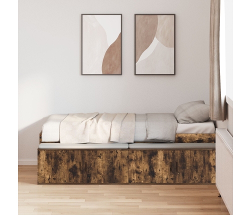 Estructura de Cama de Almacenamiento Roble Ahumado 75x190 cm