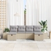 Conjunto de Sofá de Jardín  de 6 Piezas con Cojines Beige Ratán Sintético