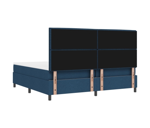 Cama de Base de Muelles  con Colchón Azul 200x200 cm Tela