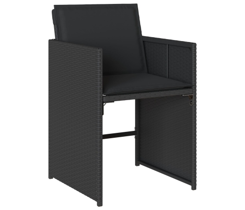 Set de Comedor de Jardín de 5 Piezas con Cojines Negro Poliratán