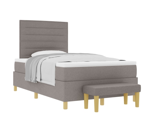 Estructura de Cama  con Colchón Juego de 2 Taupe Tela 120 x 200 cm