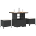 Conjunto de Comedor de Jardín de 3 Piezas con Cojines VidaXL Ratán Poliéster Acacia Negro