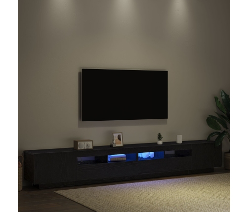 Mueble para TV  con luces LED Negro Roble 260x35x40 cm de madera