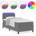 Cama Box Spring  con Colchón & LED Gris Claro 100x200 cm Tela de Pana