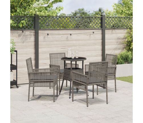 Conjunto de Comedor de Jardín  de 5 Piezas Gris Poliratán