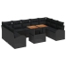 Set de Jardín de 10 Piezas con Cojines Negro Ratán Poli Acacia