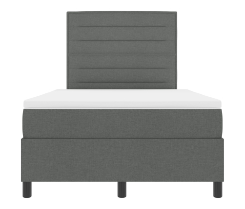 Cama con Box Spring  con Colchón Gris Oscuro 120x200 cm Tela