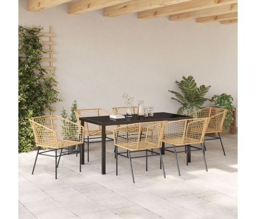 Set de Comedor de Jardín  de 7 Piezas Marrón Poliratán