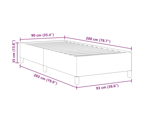 Estructura de Cama Gris Oscuro 90x200 cm Tela de Corduroy