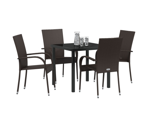 Conjunto de Comedor de Jardín de 5 Piezas Marrón Poliratán