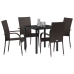 Conjunto de Comedor de Jardín de 5 Piezas Marrón Poliratán