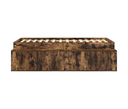 Estructura de Cama de Almacenamiento Roble Ahumado 75x190 cm