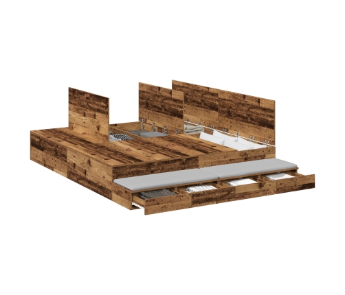 Cama con almacenamiento  Madera antigua 200x200 cm