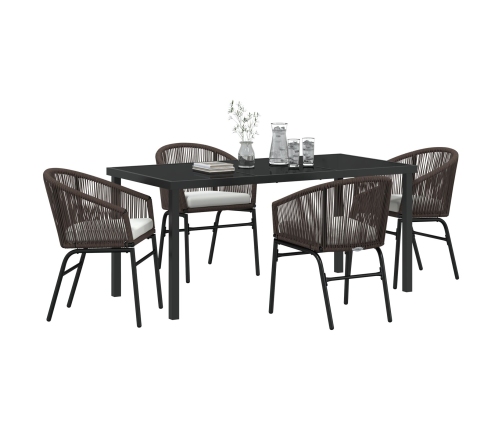 Set de Comedor Jardín  5 Piezas Marrón Ratán Poliéster