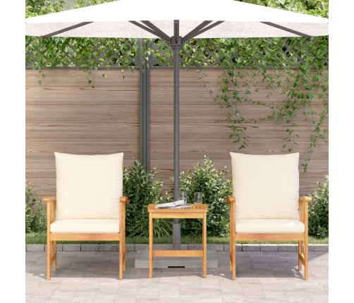 Conjunto de Jardín de 3 Piezas con Cojines de Madera Maciza de Acacia