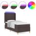 Cama Box Spring  con Colchón y LED Marrón Oscuro 90x200 cm Tela