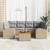 Conjunto de Sofás de Jardín  de 7 Piezas con Cojines Beige Poliratán Acacia