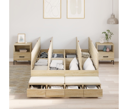 Estructura de cama con almacenamiento  Roble de Sonoma