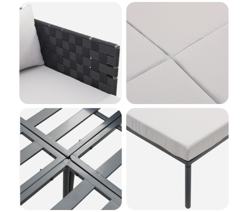 Tumbona  con cojines para 2 personas Anthracite 115x153x69,5 cm Acero