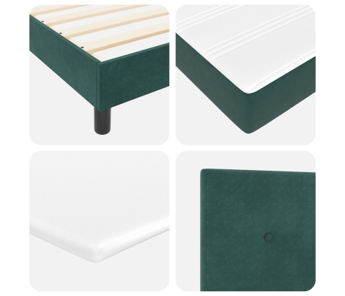 Cama Box Spring con Colchón  Verde Oscuro 90x200 cm Terciopelo