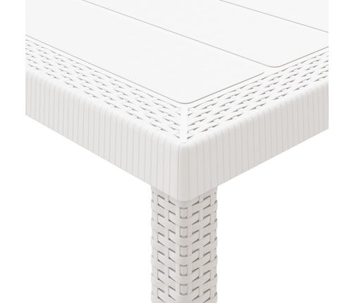 Conjunto de Comedor de Jardín de 7 Piezas con Cojines en Blanco de Poliratán