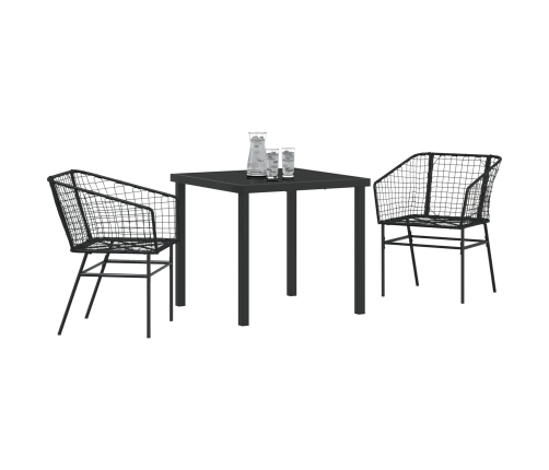 Juego de Comedor de Jardín  de 3 piezas Negro Poliratán