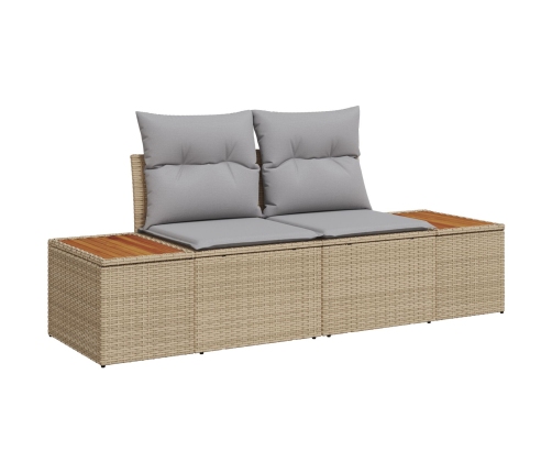 Juego de Comedor de Jardín de 6 Piezas con Cojines Beige de Rattan Poliéster y Acacia