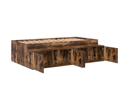 Cama con Almacenamiento  Roble Ahumado 100x200 cm