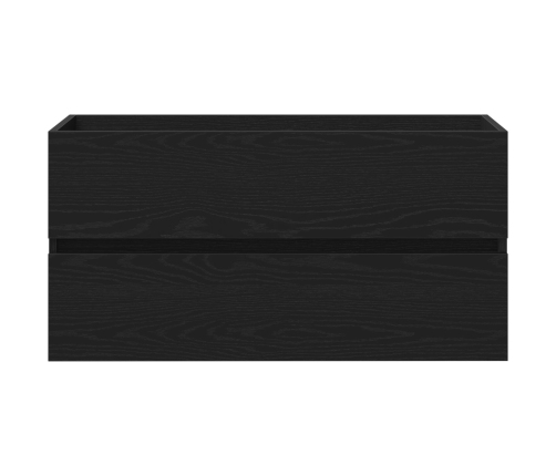 Armario de Pila  con Lavabo Integrado Roble Negro Madera Elaborada, Armario de Pila  Roble Negro 90x38,5x45 cm Madera Elaborada