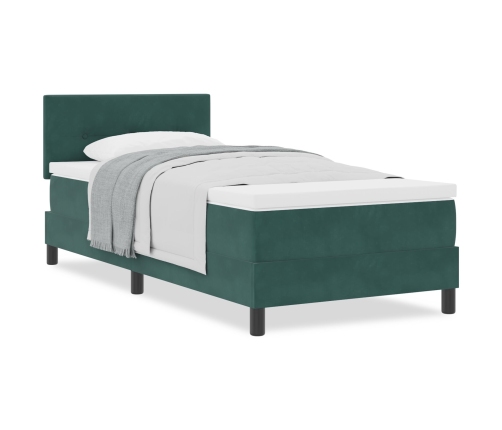 Cama Box Spring con Colchón  Verde Oscuro 90x200 cm Terciopelo