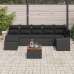 Conjunto de Sofás de Jardín  de 8 Piezas con Cojines Negro Poliratán Acacia