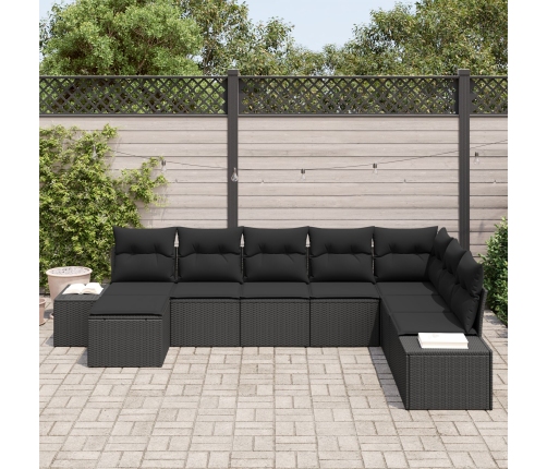 Conjunto de Sofá de Jardín  Conjunto de 8 Negro Poliratán