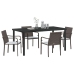 Conjunto de comedor de jardín de 5 piezas con cojines de poliratán marrón
