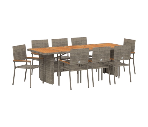 Set de Comedor de Jardín de 9 Piezas  en Poliratán Gris