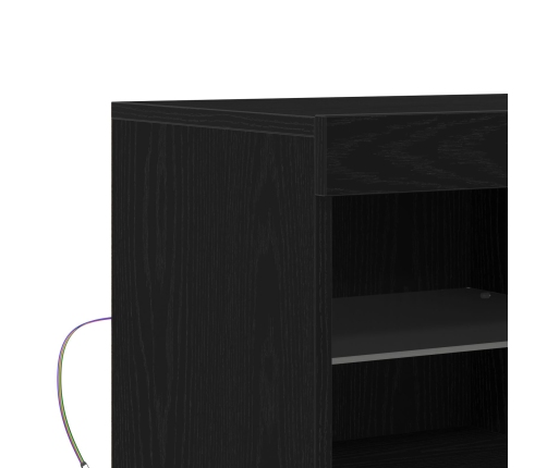 Aparador  con Luces LED Roble Negro 81x37x67 cm