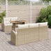 Conjunto de Comedor de Jardín de 6 Piezas con Cojines Beige Ratán Poli Acacia