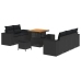 Conjunto de Sofá de Jardín de 8 Piezas con Cojines Ratán Poliéster Negro Acacia,  Conjunto de Comedor de Jardín de 3 Piezas con Cojines Ratán Poliéster Negro Acacia