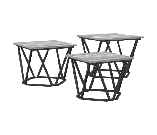 Mesas Laterales  3 pcs Gris Sonoma Madera Elaborada