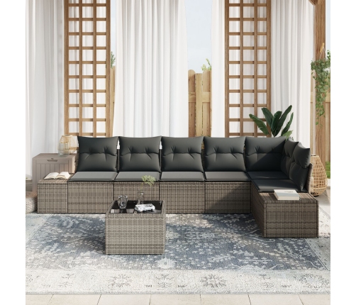 Set Sofá Jardín  6 Piezas con Cojines Ratán Poliratán Negro