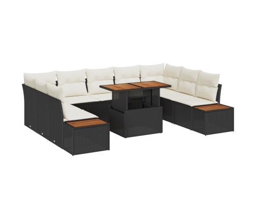 Conjunto de Sofá de Jardín  Set de 6 Marco negro con cojines beige
